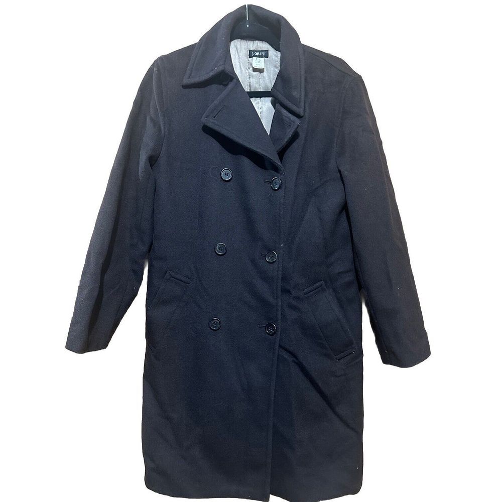 J Crew Women's Brown Peacoat Wool Blend Ladies Coat Size 2 EUC